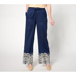 BEAUTIFUL by Lawrence Zarian Women's Petite Pants PL Border Print Blue A671724